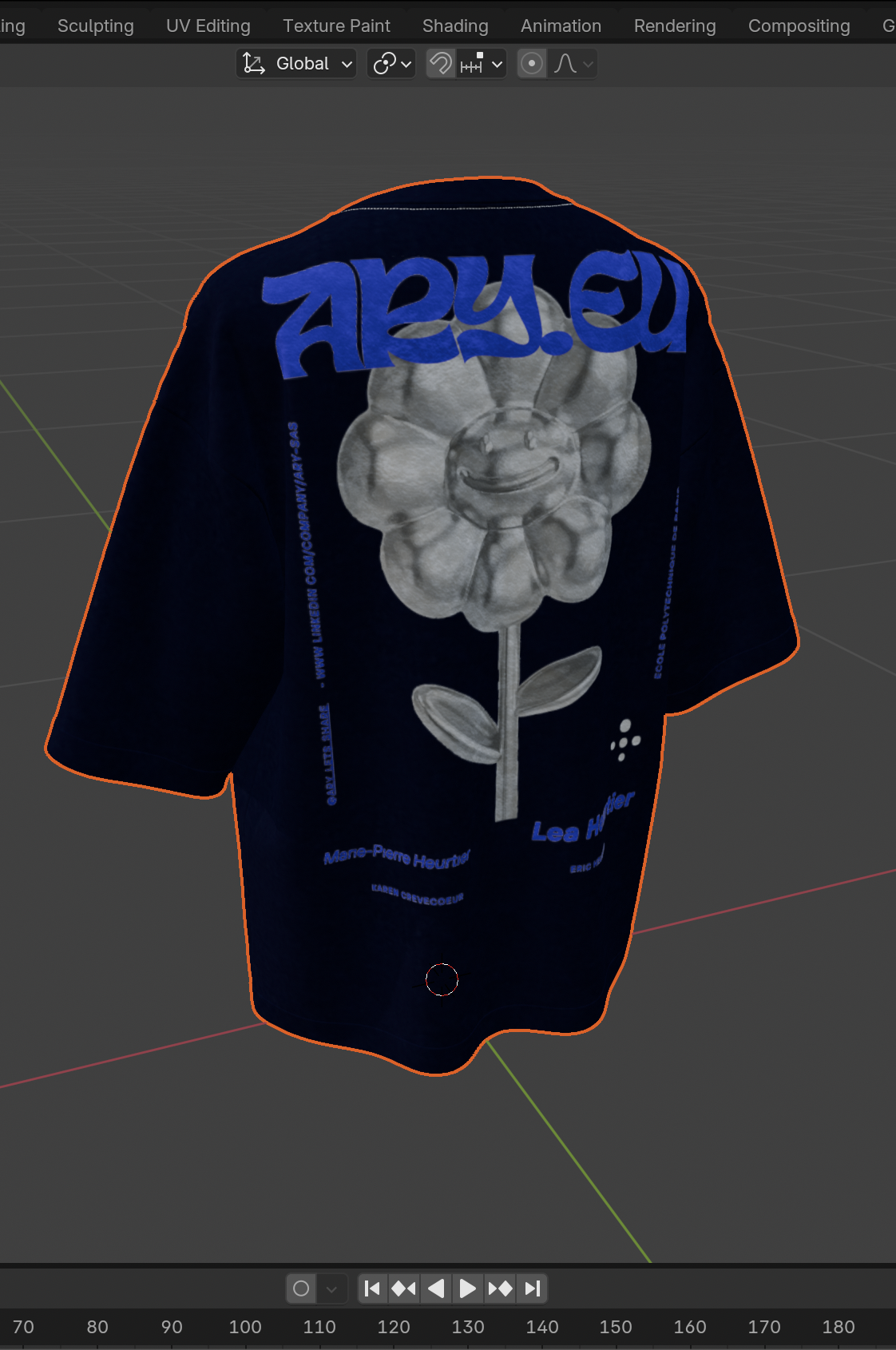 Capture d'écran d'un t-shirt 3D sur mobile